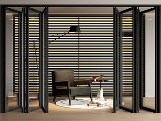 glass folding door glass sliding door sliding door leisure chair blinds 3d model