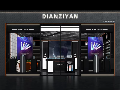 Modern Tobacco And Alcohol Store Exterior With Glass Door And Product Displays 3d model