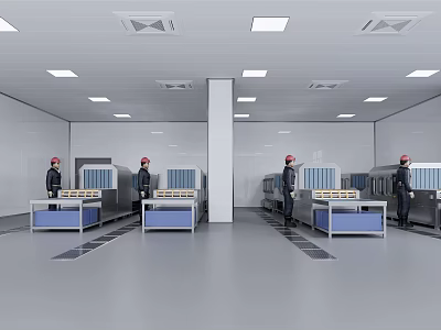 Modern Open Kitchen Interior Design With Island Counter And Lighting Fixtures 3d model