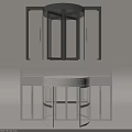 Modern Minimalist Dressing Table With Round Counter Glass Mirror And Gold Handles