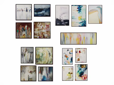 Abstract Paintings Collection With Various Styles And Colorful Artworks For Wall Decor 3d model