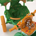 Green Childrens Tricycle With Canopy Toy Compartment Orange Seat And Wheels