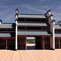 Traditional Ancient Chinese Architecture With Overhanging Eaves Tiled Roofs And Courtyard