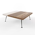 Modern Coffee Table With Two Tone Wooden And White Top And Black Metal Legs