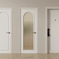 White Hinged Doors With Glass Panel And Access Control For Modern Interior 3d model