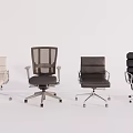 Various Modern Office Chairs With Mesh And Leather Seats Adjustable Swivel Base And Rolling Wheels