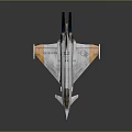 Modern Fighter Jet Model With Gray Body Orange White Wings Streamlined Design And Twin Engines