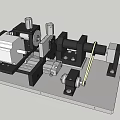 Mechanical Device Assembly With Black And White Components And Blue Cables 3d model