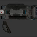 Sci Fi Mechanical Structure With Black Blue Metallic Control Panel And Hatch Door
