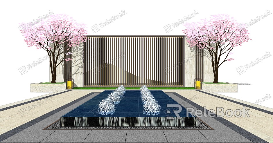 New Chinese Style Landscape Wall Waterscape model