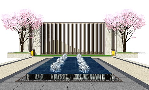 New Chinese Style Landscape Wall Waterscape 3d model