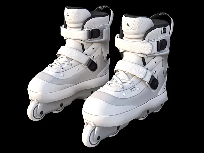 White High Top Inline Skates With Strap Design And Smooth Wheels 3d model