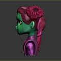 Vibrant Game Movie Character With Green Skin Pink Pigtails And Pink Top In 3D Design