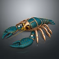 Intricate Teal Lobster Ornament With Gold Body Accents And Jeweled Details