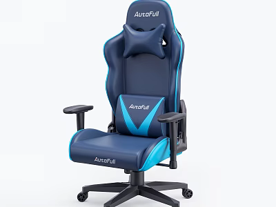 Ergonomic Aurafull Blue Office Chair with Light Blue Accents Headrest Armrests and Wheels 3d model