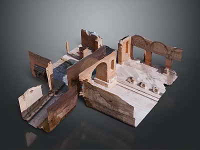 Ancient Architectural Ruins Model With Stone Walls Archways And Remaining Structures 3d model