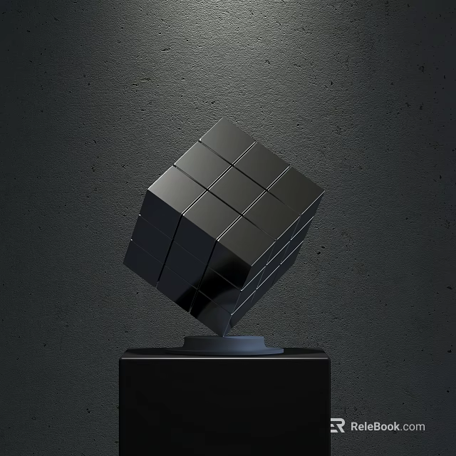 Black Cube Shaped Decorative Ornament Set With Sturdy Base For Modern Home Decor 3d model 