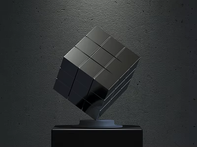 Black Cube Shaped Decorative Ornament Set With Sturdy Base For Modern Home Decor 3d model