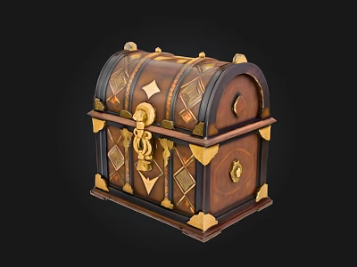 Decorative Treasure Chest With Intricate Gold Accents And Ornate Design Details 3d model