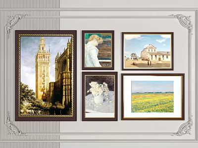 Framed Artworks Collection Featuring Architecture Figure Landscape Still Life For Home Wall Decor 3d model