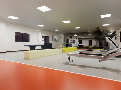 Modern Fitness Gym With Rowing Machines And Open Workout Space 3d model