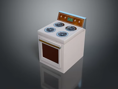 Electric Cooker Oven Combo With Four Burners Digital Control And Glass Door 3d model