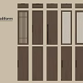 Poliform Dark Brown Door Components With Various Designs Arranged On Light Background 3d model