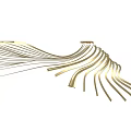 Golden Streamlined Art Installation With Curved Lines And Radiant Design Structure