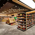 Supermarket With Well Organized Shelves Various Products Bright Lighting And Spacious Aisles