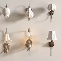Various Decorative Wall Lamps With Stylish Lampshades And Metal Bases For Home Decoration