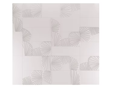 Modern White Wall Paneling With Fan Shaped Patterns For Interior Design 3d model