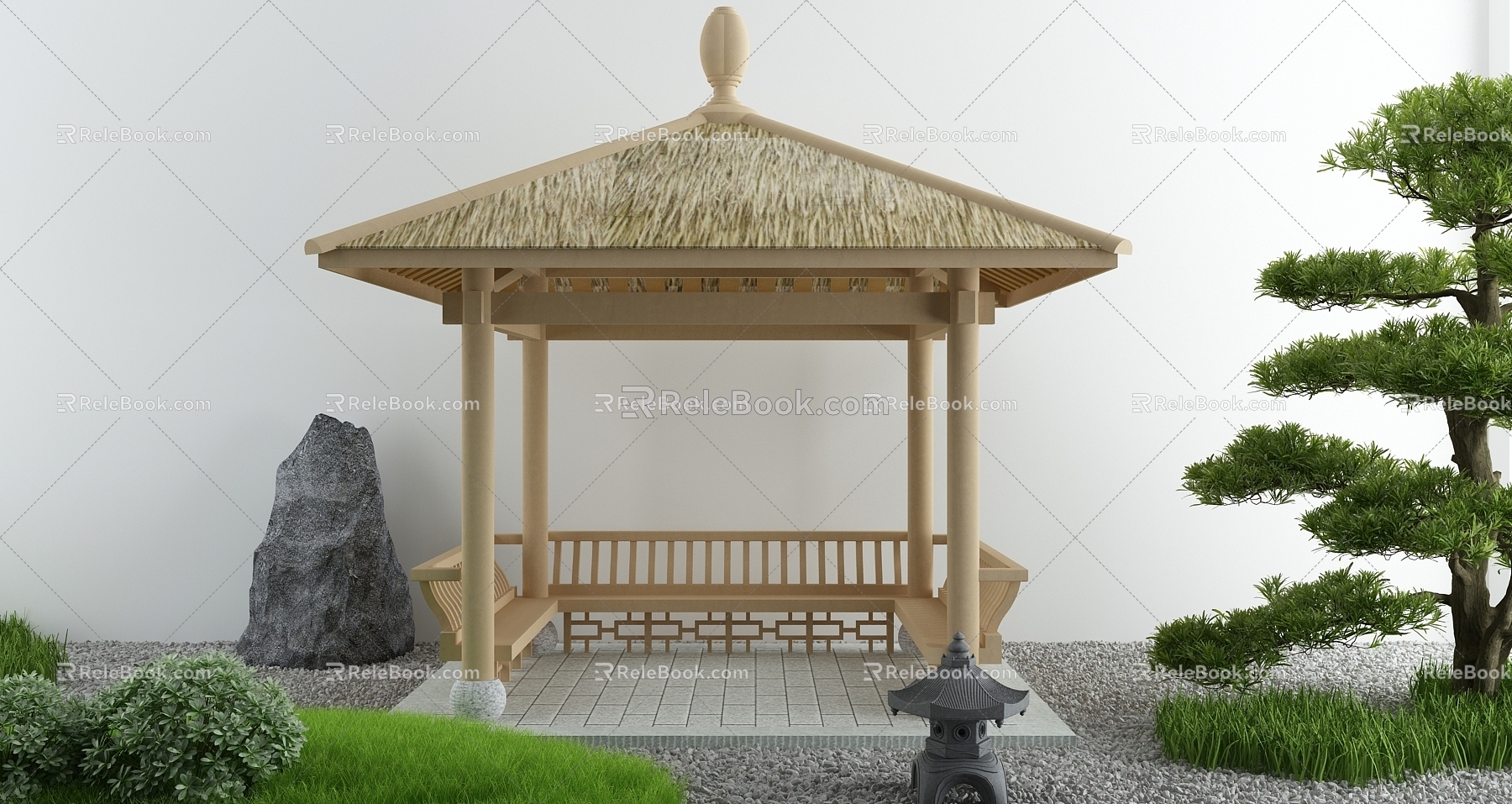 Courtyard landscape sketch courtyard withered landscape stone Zen landscape model