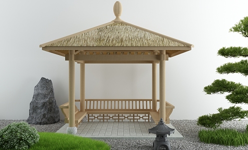 Courtyard landscape sketch courtyard withered landscape stone Zen landscape 3d model