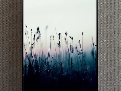Minimalist Botanical Plant Painting With Silhouette Grass In Misty Morning Light 3d model