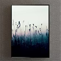 Minimalist Botanical Plant Painting With Silhouette Grass In Misty Morning Light
