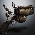 Steampunk Revolver With Mechanical Design Vintage Metal Components And Aiming Scope
