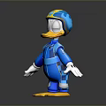 Cute Cartoon Character In Blue Outfit With Yellow Helmet Yellow Feet And Open Arms