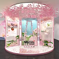 Romantic Spring Nescafe Cherry Blossom Flavor Round Booth With Pink Decorations