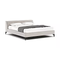 Modern Light Gray Upholstered Double Bed With White Pillows Gray Throw Blanket Black Legs 3d model