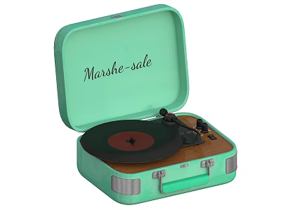 Marsshe sale Green Portable Record Player Retro Entertainment Music Appliance 3d model