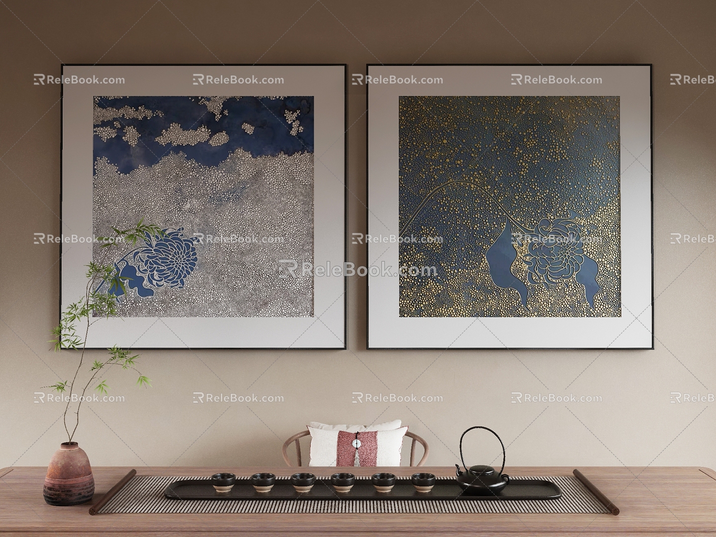 New Chinese Decorative Painting 3d model