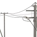 Essential Road Facilities Supporting Electrical Networks With Utility Poles And Power Lines 3d model