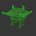 Ancient Chinese Pavilion With Traditional Tiled Roof And Curved Eaves Wooden Structure