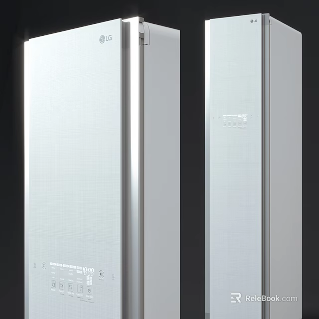 Sleek Modern Stainless Steel Double Door Refrigerator With Contemporary Design For Kitchen Use 3d model 