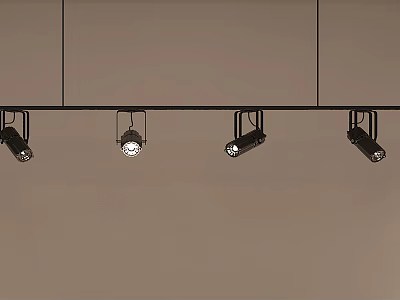 Modern Black Metal Track Chandelier With Four Lights Ceiling Mounted Interior Design 3d model
