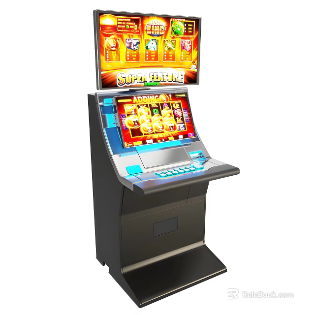 Colorful Slot Machine Entertainment Appliance With Gaming Reels And Vibrant Display Screen 3d model 