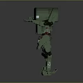 Green Robot Character Number 421 with Display Screen and Mechanical Joints Standing Pose 3d model
