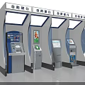Public Self Service Banking Kiosks With ATM Machines And Interactive Service Terminals