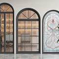 modern floor-to-ceiling window curved window 3d model