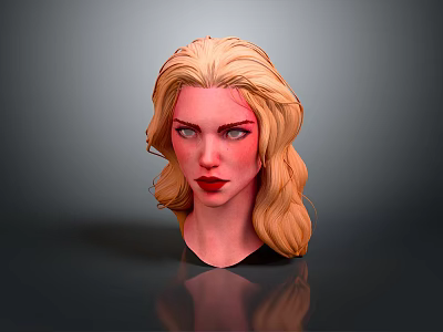 Realistic Game Movie Character With Blonde Curly Hair And Red Lips 3d model